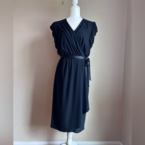 Rimini Vintage 70s women wrap dress size 10 black union made Midi Cocktail Dress